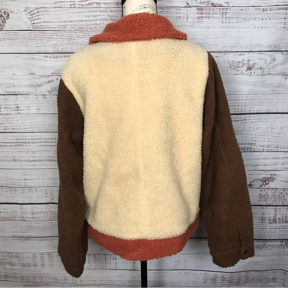 Emory Park color block teddy bear long sleeve size small popover full zip jacket